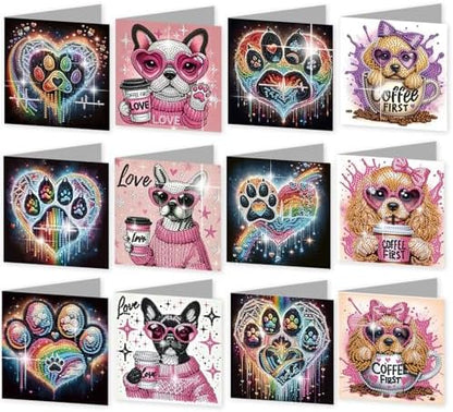 12Pcs DIY Diamond Art Greeting Cards Kit with Envelopes&Tools - Create Your Own Sparkling Birthday, Thank You, Holiday Cards for Adults & Beginners(Funny Dog) by Unknown