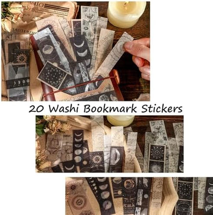 Vintage Aesthetic Scrapbook Supplies Kit with Scrapbook Paper, Stickers for Scrapbooking, DIY Albums, Junk Journals, Bullet Journals, Celestial Universe Planets Space Collage Decor (Dark4 125 Pcs) - Image 5