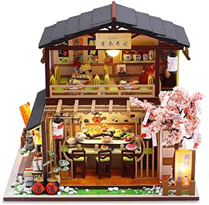 GuDoQi DIY Miniature Dollhouse Kit, Tiny House kit with Furniture, Miniature House Kit 1:24 Scale Japanese Style Shop, Great Handmade Crafts Gift for Birthday Christmas Day - Image 2