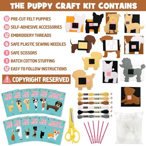 CiyvoLyeen Puppy Sewing Kit for Kids –Fun Plush Toy Sewing for Girls & Boys – DIY Felt Craft Gift Set Ages 7 8 9 10 11 12 - Image 4