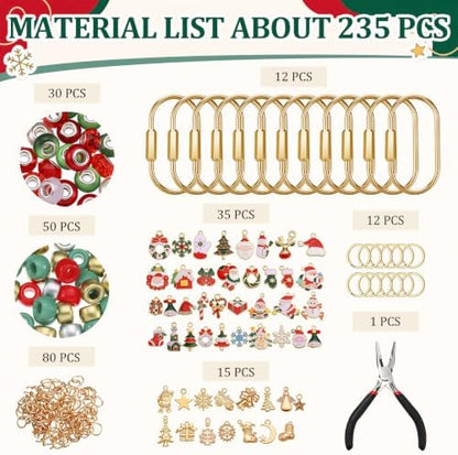 Sureio 235 Pcs Gold Brass Carabiner Xmas DIY 12 Set Carabiner Bag Making - Image 3