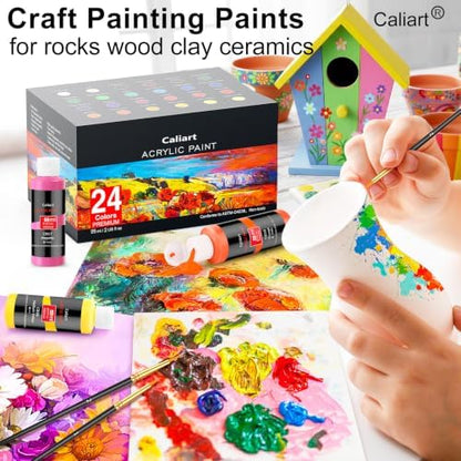 Caliart 24 Colors Acrylic Paint Set with 12 Brushes - Image 6