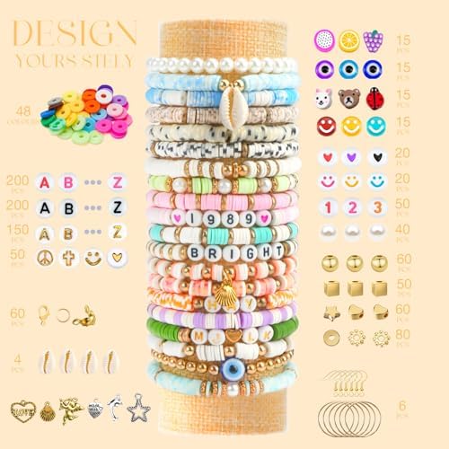 Sunlode Clay Beads Bracelet Making Kit, 3 Boxes 15,000PCS Boho Color with Letter Beads, Charms and Elastic Strings, DIY Jewelry Set for Friendship Bracelets Crafts Gift - Image 2