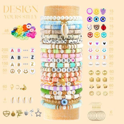 Sunlode Clay Beads Bracelet Making Kit, 3 Boxes 15,000PCS Boho Color with Letter Beads, Charms and Elastic Strings, DIY Jewelry Set for Friendship Bracelets Crafts Gift - Image 2