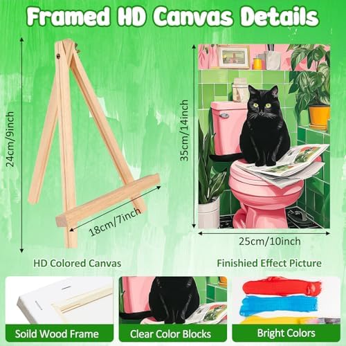 MAXBYE Paint By Numbers Kit for Adults with Frame and Wooden Easel, Black Cat Acrylic Simple Oil Painting Kits for Beginners, Gift Home Wall Garden Decor Any Festival 10×14 in - Image 3