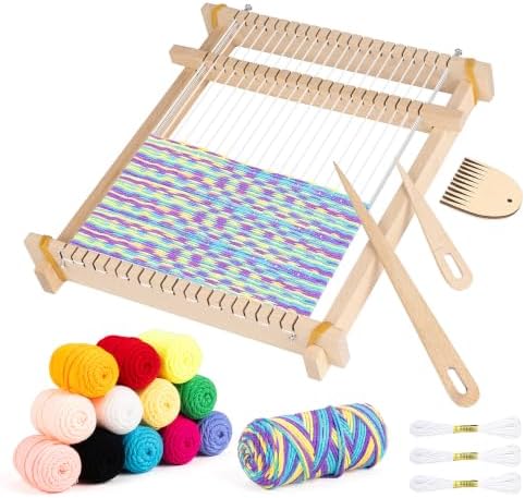 Weaving Loom for Kids,12 Colors Yarn 9.45"x11" Large Metal Bar Weaving Kit by Lemonfilter