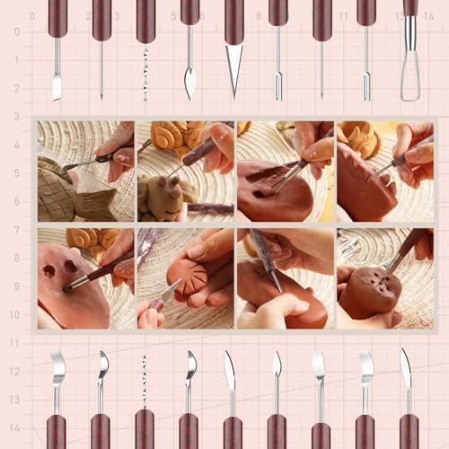 11PCS Clay Sculpting Tools Kit, Polymer Clay Tools for Pottery, Double-Head Ceramics Tool for Carving, Air Dry Clay, Pottery Kiln, Pottery Wheel, Shaping, Molding, Modeling, Adults, Students, Supplies - Image 3