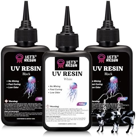 LET'S RESIN UV Resin, White & Black Colored UV Resin 300g Kit by LETSRESIN