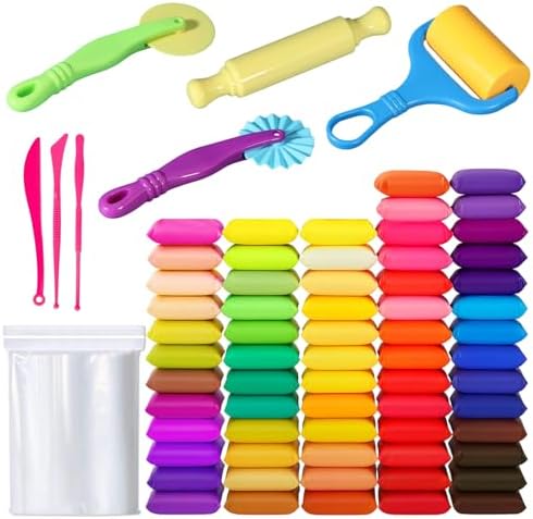 Air Dry Clay,Magic Foam DIY Molding Clay,Air Dry Clay Set 64 Colors with 7 Clay Tools and 100 Seal Bags – Soft Lightweight DIY Modeling for Arts Crafts Sculpting Holiday Gift Idea for Adult by Unknown