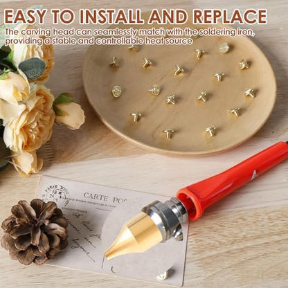 Wood Burning Tip Set, 26 Letters Wood Burning Tip Kit Copper Letter Number Soldering Iron Stencils DIY Embossing Carving Head Tools Wood Burning Set for DIY Embossing and Carving Crafts Wood Burning - Image 6