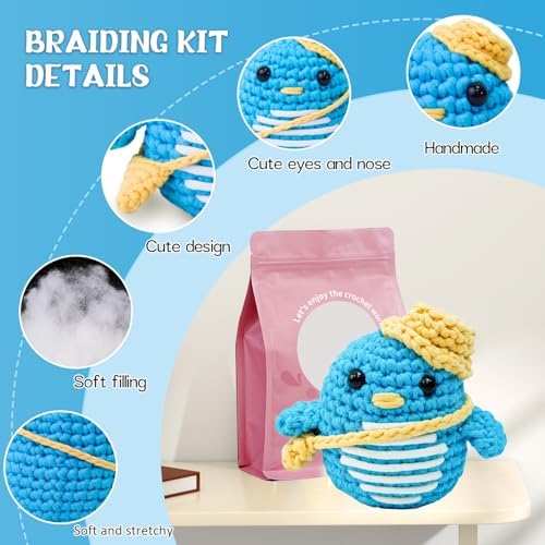 Wadukud Penguins Crochet Kit for Beginners, DIY Crochet Kit for Adults, Crochet Starter Kit with Step-by-Step Video Tutorials for Holiday Craft Gifts for Teen Girls Kids - Image 2