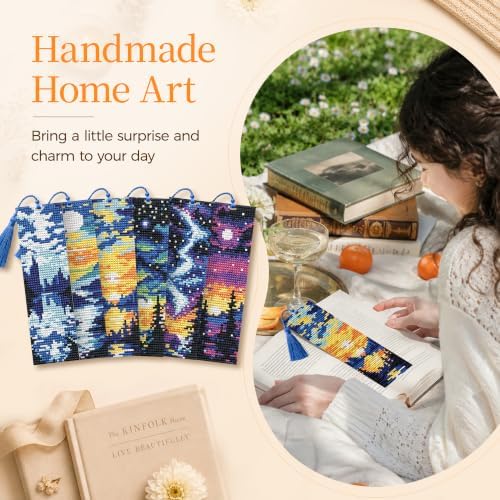CYANFOUR 6 Pcs Cross Stitch Bookmark Kit for Beginners - Image 6