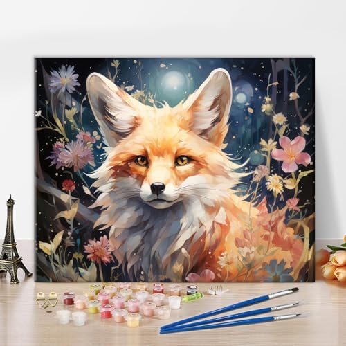 TUMOVO Fox with Flowers Paint by Numbers Craft Kit for Adults by TUMOVO
