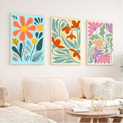 Clendo 6 Packs Paint by Numbers Kit for Adults, Easy Flowers Adult Paint by Number Kits on Canvas Without Frame, Abstract Floral Oil Painting for Home Decor Gift 8” W x 12”L - Image 6