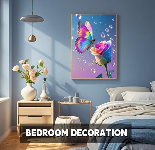 TINDAY Rose Paint by Numbers Kit for Adults Paint by Number for Adults Beginner Butterfly Painting by Number for Adult on Canvas Acrylic Painting Wall Decor 16x20 in - Image 2