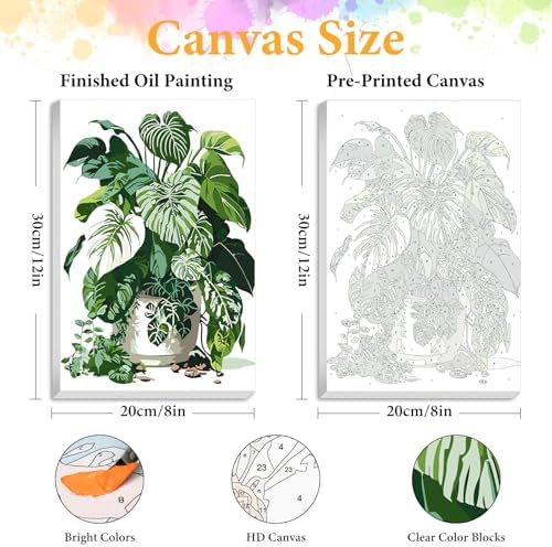 Framed Paint by Numbers Kit for Adults, Tropical Plant Decor 8x12 Inch - Image 2