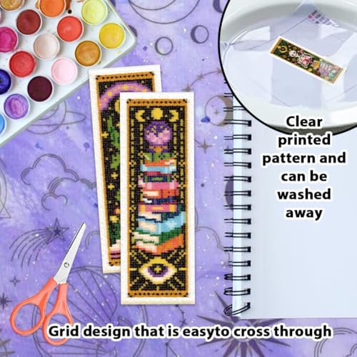 ORIGACH 6 Set Mystical Tarot & Books Cross Stitch Bookmark Kit for Beginner - Image 3