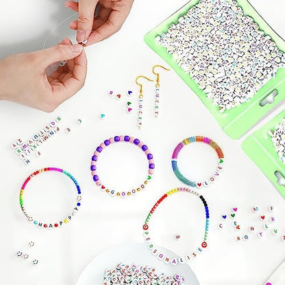ARTDOT 800 Pieces Assortment Letter Beads for Friendship Bracelets Making Kit, 28 Styles Jewelry Making Supplies Alphabet Beads Set Preppy Crafts Art, Multicolor White - Image 5