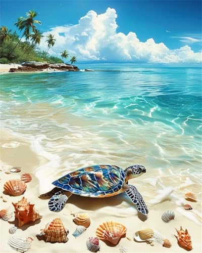 ZRIZQ Beach Paint by Numbers Kit for Adults Beginner,Turtle,16x20 by ZRIZQ