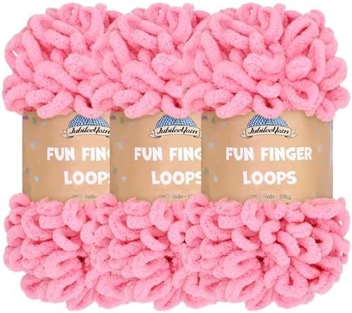 JubileeYarn Fun Finger Loops Yarn - Tickled Pink - 3 Skeins by BambooMN