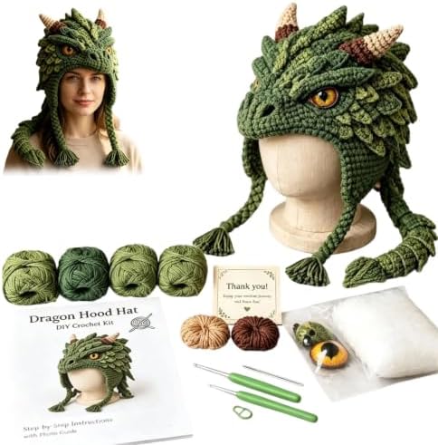 Fantasy Hood Hat DIY Crochet Kit Series for Beginners (Dragon) by Unknown