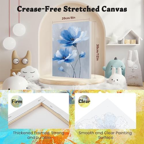4 Pack Flower Paint by Numbers for Adults with Framed Canvas - Wooden Easel - Image 2
