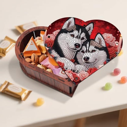DIY Diamond Painting Kit Storage Box, Loving Dogs Diamond Decorative Craft Heart Shaped Kit, Desktop Item Storage, Multifunctional Creative Craft Gift - Image 6