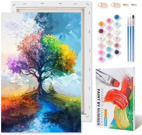 Tree of Life Framed Paint by Numbers Kit for Adults Beginner 8x12 inch by Kalonyth