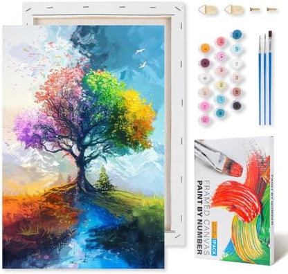 Tree of Life Framed Paint by Numbers Kit for Adults Beginner 8x12 inch by Kalonyth