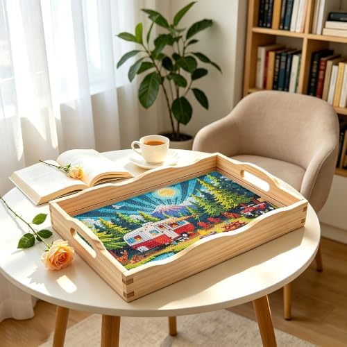 DIY Diamond Painting Wooden Serving Tray Kit, Adult Craft Gem Art Tray with Handles, Multipurpose Fruit Snack Platter for After-Work Chat & Home Decor (Camping, 7.8×11.8in) - Image 6
