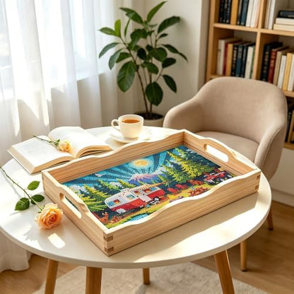 DIY Diamond Painting Wooden Serving Tray Kit, Adult Craft Gem Art Tray with Handles, Multipurpose Fruit Snack Platter for After-Work Chat & Home Decor (Camping, 7.8×11.8in) - Image 6