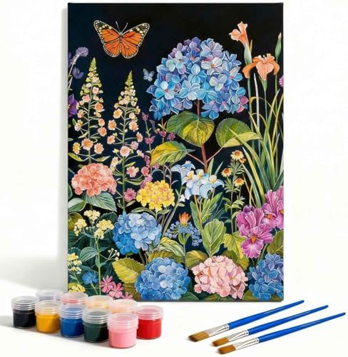 Amphol Paint by Numbers Kit for Adults - 16”x20” Bloom Garden DIY Paint by Numbers Kit for Beginners, Oil Flowers Painting Kit on Canvas Art for Home Wall Decor, Stress Relief with Acrylic Paint by Amphol