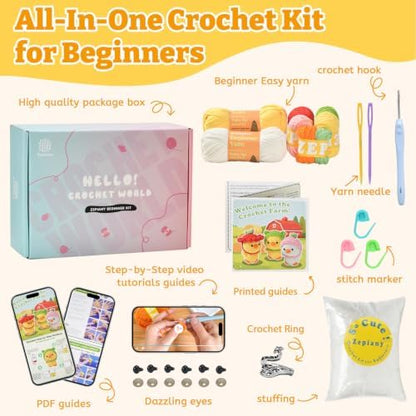 Crochet Kit for Beginners 3 PCS Duck Animal Crochet Set, Ideal Crochet Gift - Image 2