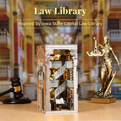 CCCDF Law Library Book Nook Kit, DIY 3D Wooden Puzzle for Adults - Image 5