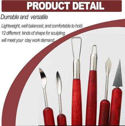 LINPHCEY 6-Piece Clay Sculpting Tools Set Perfect for Polymer Air Dry Modeling Clay Beginners & Professionals Ideal for DIY Pottery & Ceramics Tools for Clay Sculpting & Crafting - Image 5