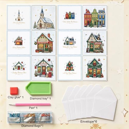 BAYUNOE 6Pcs Christmas Diamond Art Painting Greeting Card Kit with Envelope - Image 5