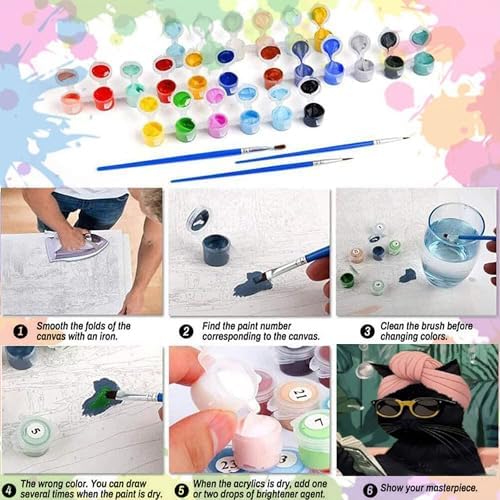 Arttoplus Black Cat Paint by Numbers Kit for Adults Beginner 16x20 inch - Image 6