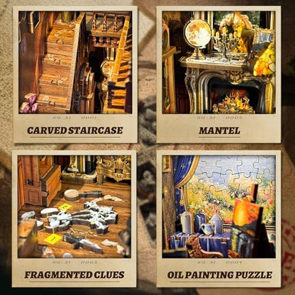 Book Nook Kit-DIY Dollhouse Kit Wooden Miniature Studio with Dust Cover Bookshelf Decor 3D Puzzle Book Nooks for Adults to Build Gift-Key Tracking (SQ-31) - Image 6