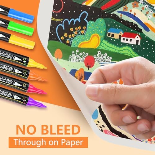 100-Pack Acrylic Paint Pens, Dual Tip with Brush & Fine, Carrying Case - Image 3