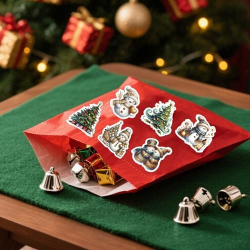 108 PCS Vintage Christmas Stickers for Holiday Crafting - Premium Waterproof Decorative Sheets (Santa, Snowmen, Wreaths) for Scrapbooking, Gift Wrapping & Festive Décor - Image 5