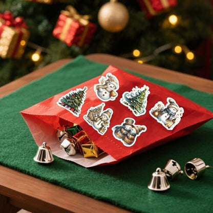 108 PCS Vintage Christmas Stickers for Holiday Crafting - Premium Waterproof Decorative Sheets (Santa, Snowmen, Wreaths) for Scrapbooking, Gift Wrapping & Festive Décor - Image 5