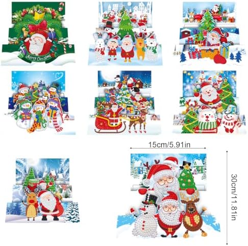 8PCS Santa Claus DIY Greeting Card Kits with Envelopes Diamond Art Greeting Cards Diamond Art Cards Kits for Adults DIY Crafts Family Friend Gifts - Image 5