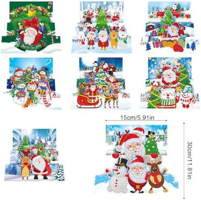 8PCS Santa Claus DIY Greeting Card Kits with Envelopes Diamond Art Greeting Cards Diamond Art Cards Kits for Adults DIY Crafts Family Friend Gifts - Image 5