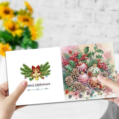 DIZAKIM 6 Pieces Christmas Theme Design Diamond Painting Greeting Card Set, DIY 5D Unique Rhinestone Art Embellishment Mosaic Christmas Greeting Card Crafts, Mosaic Handmade Creative Postcards (#8) - Image 6