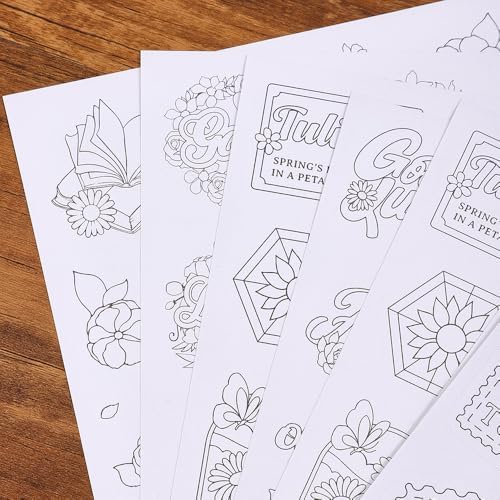 9 Sheets 100+ Pcs Coloring Book for Women, Coloring Stickers for Adult, Color Letter Flowers Butterfly Inspirational Quote Sticker Scrapbook Stickers for Women,Fun Coloring Activities - Image 7