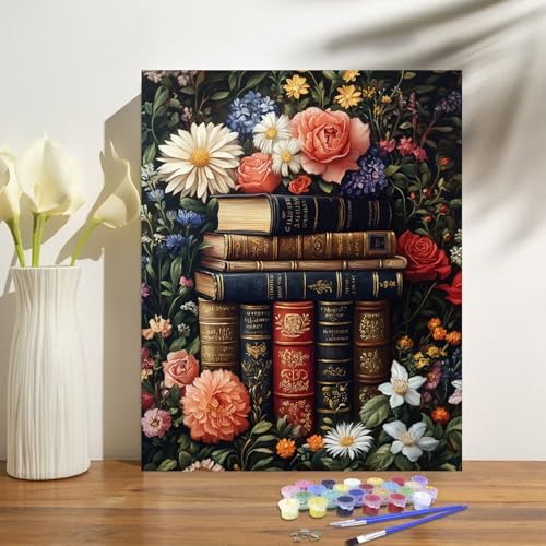 obterie Book Paint by Numbers Kit for Adults Beginner Flowers Oil Painting Kit Adult Paint by Number Kits on Canvas DIY Painting for Beginners Art by Numbers for Gifts Home Wall Decor 16x20 Inch - Image 2