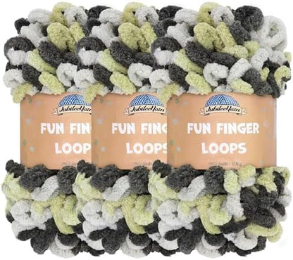 JubileeYarn Fun Finger Loops Yarn - Silver Tan Black - 3 Skeins by BambooMN
