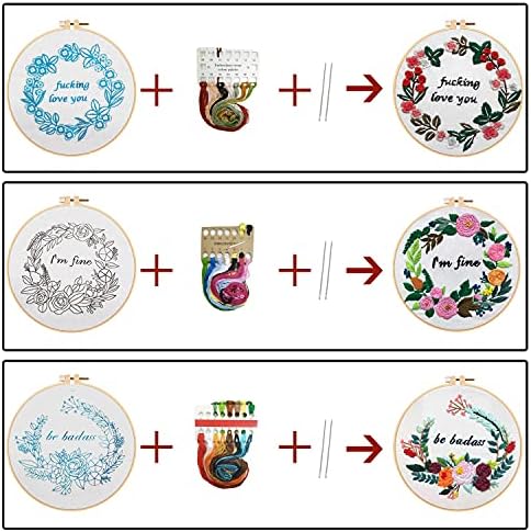 Nuberlic 3 Pack Funny Embroidery Kit for Beginners Adults - Image 3