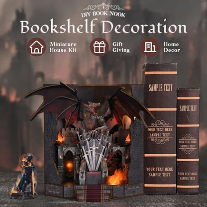 MiniCity Throne of Blade Book Nook Kit, DIY Wooden Bookshelf Model with LED - Image 6