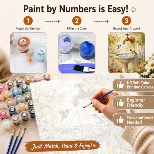 AUKELHJ Paint by Numbers Kit for Adults, Garden Hummingbird, 16X20 Inch - Image 5